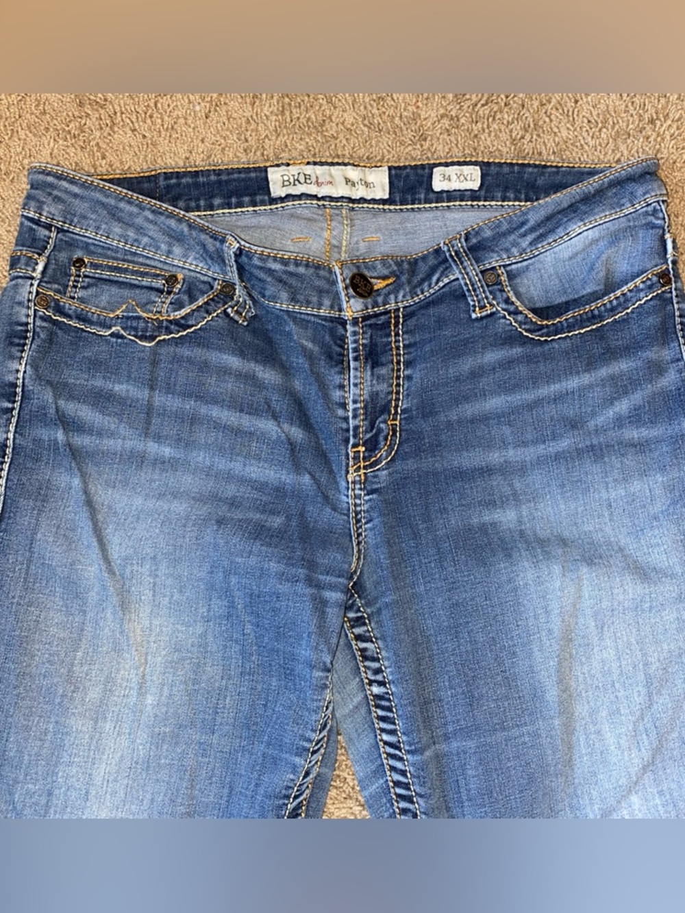 BKE Payton Jeans Women 34 Blue Bootcut Mid Rise Buckle Medium Wash Stretch - Picture 2 of 11